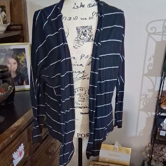 Victorias Secret Striped Black & White Open Front Women's Light Cardigan S/P - Picture 1 of 8